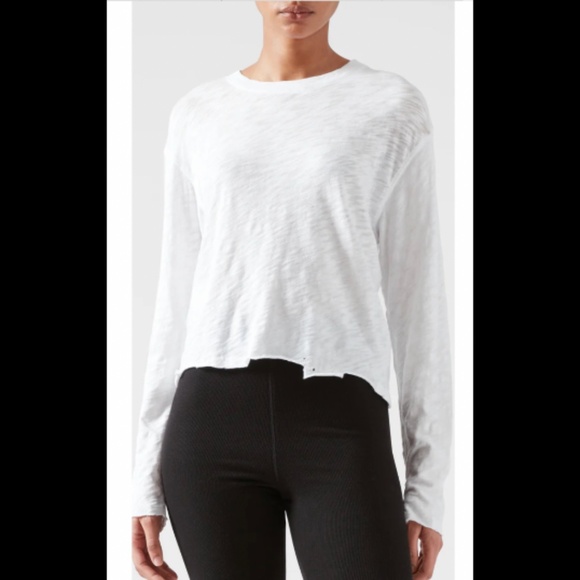 NWOT ATM Anthony Thomas Melillo Slub Jersey Long Sleeve Destroyed Crop Tee Sz M - Picture 1 of 15